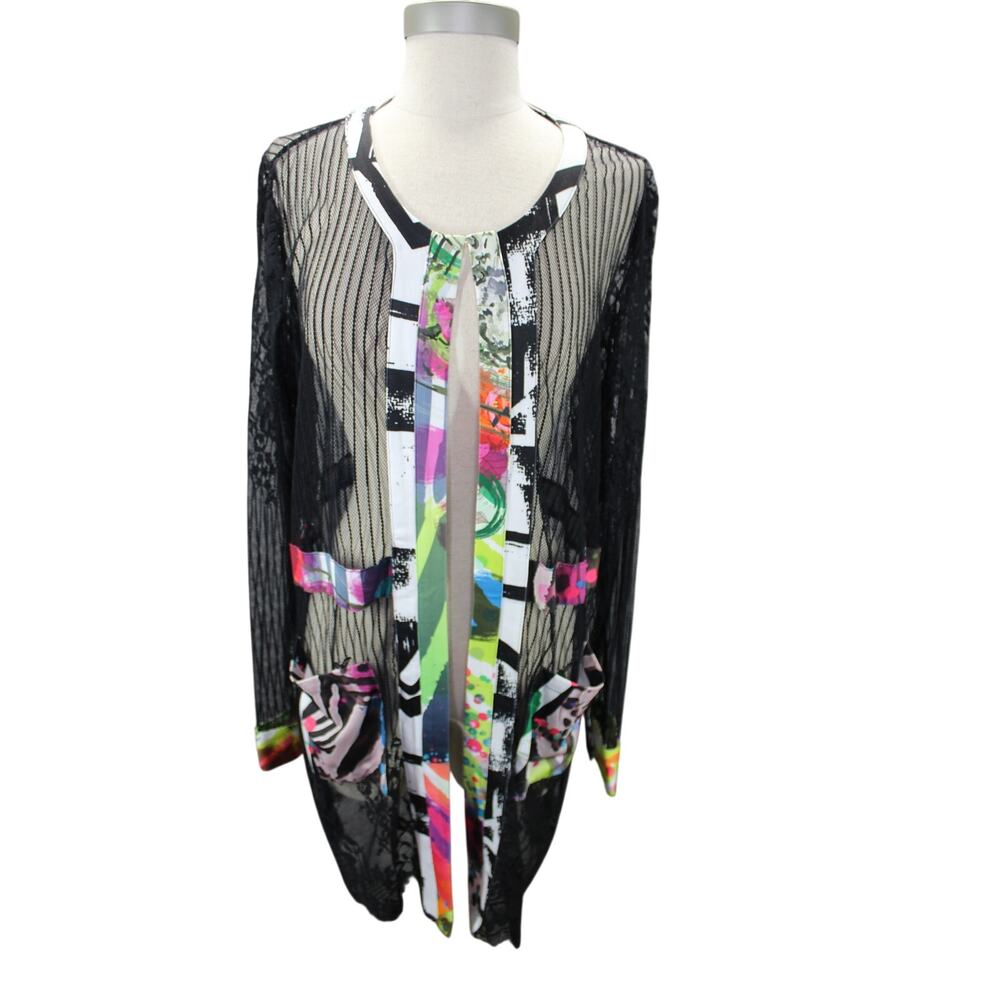 Mona Leah Couture Lace Cardigan Size XL Artsy Sheer